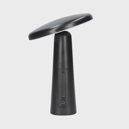 360 Grad Ansicht einer kabellosen LED Tischleuchte in Schwarz.